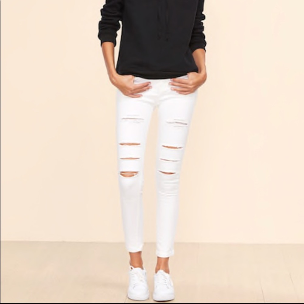 white distressed jeans